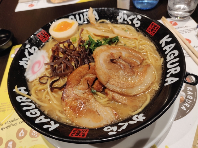 Ramen dish from Ramen Kagura in Madrid, Spain