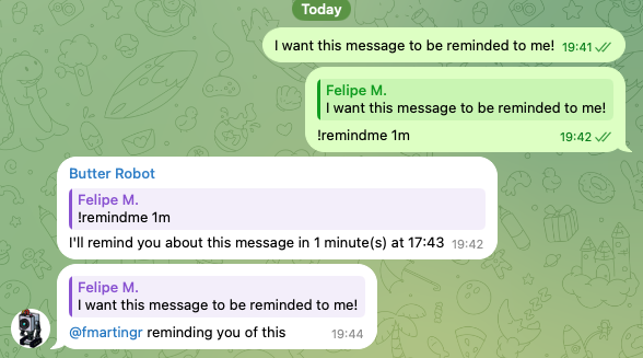 Example of remind me